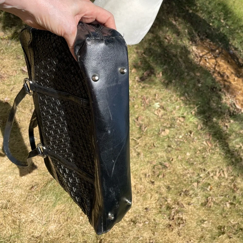 Coldwater Creek’s Black Faux Gator Embossed & Woven Laptop Bag